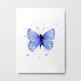Dark Blue Butterfly Watercolor Metal Print | Animal, Darkblue, Indigo, Bluebutterfly, Butterflies, Painting, Watercolor, Abstractbutterfly, Children, Abstract 
