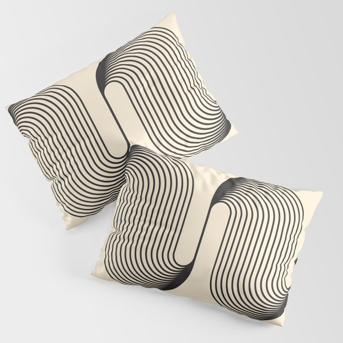 Abstraction_WAVES_OCEAN_BEACH_BLACK_LINE_POP_ART_0426A Pillow Sham