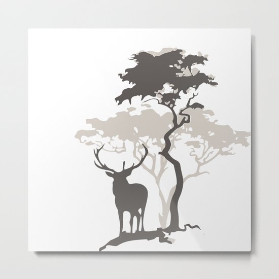 Deer Under Tree No. 1 Metal Print