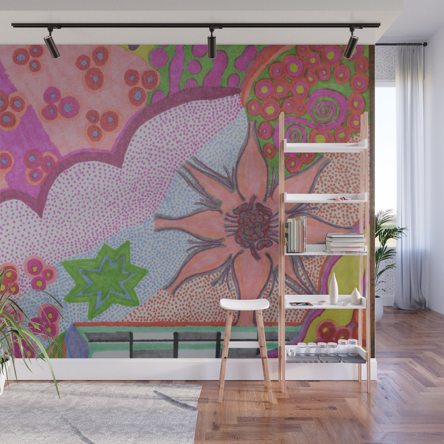 Flower Burst Wall Mural By Little Flower Society6