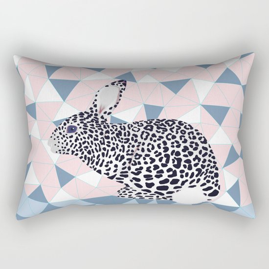 Cute Rabbit Leopard Pattern Design Rectangular Pillow