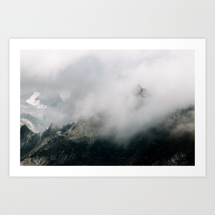Mountain Range in the Clouds Art Print