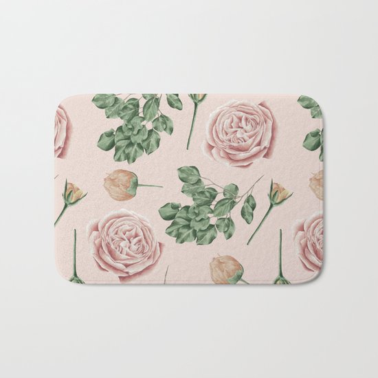 Flower Shop Roses on Blush Pink Bath Mat