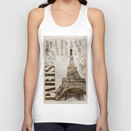 Vintage Paris eiffel tower illustration Unisex Tank Top