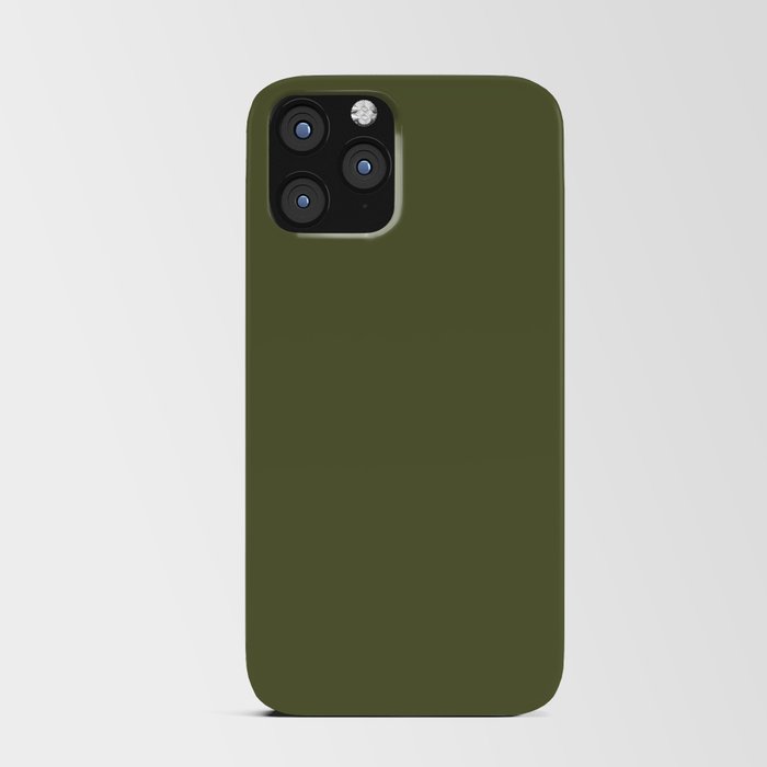 Dark Green-Brown Solid Color Pantone Pesto 18-0228 TCX Shades of Green Hues iPhone Card Case