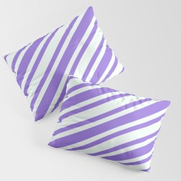 [ Thumbnail: Purple and Mint Cream Colored Pattern of Stripes Pillow Sham ]