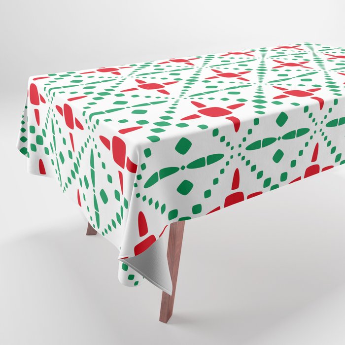 Christmas Pattern White Green Red 3 Tablecloth