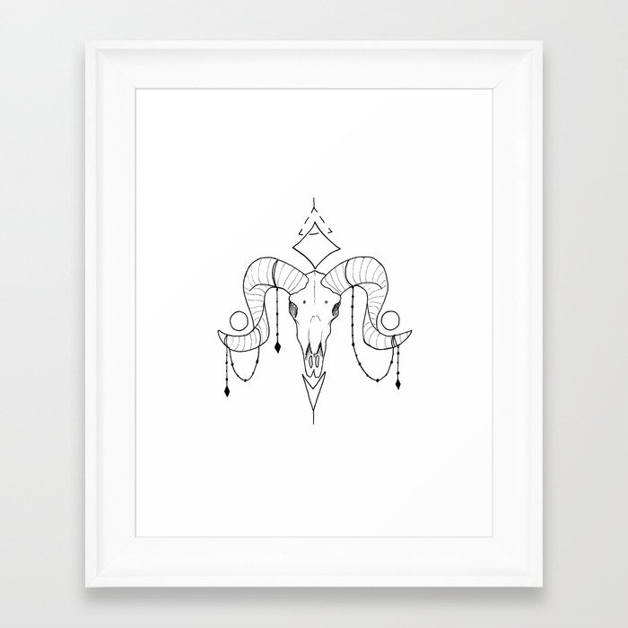 Geometry Ram Skull II Framed Art Print