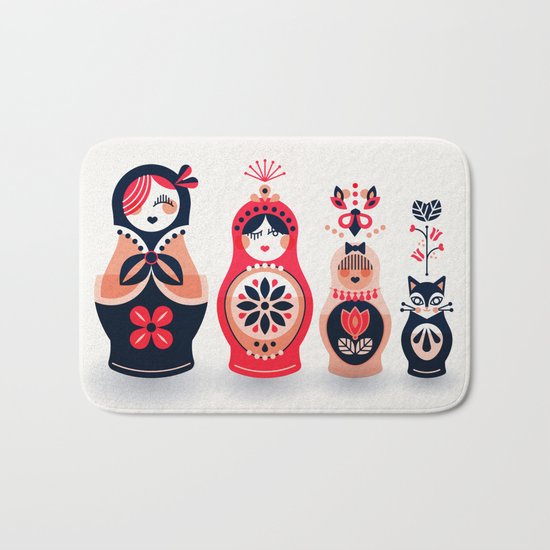 Russian Nesting Dolls – Hot Pink Bath Mat