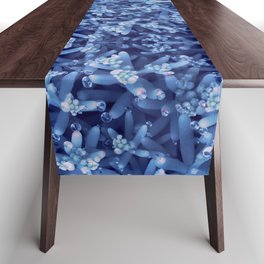 pastel blue ocean plant abstract pattern Table Runner