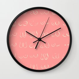 Peach Drawing of Boobs Wall Clock