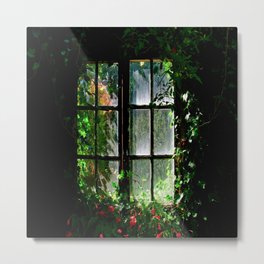 Secret garden window Metal Print