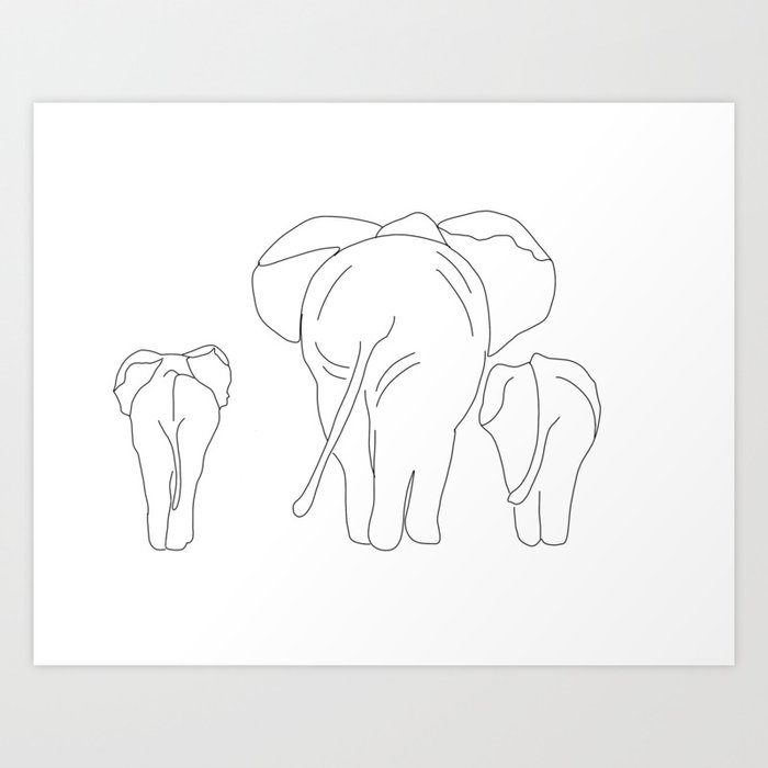 Minimalistic Elephants Art Print