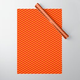 [ Thumbnail: Dark Orange and Red Colored Lines Pattern Wrapping Paper ]