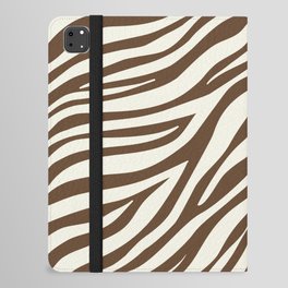 White Zebra Animal Print on Dark Brown iPad Folio Case