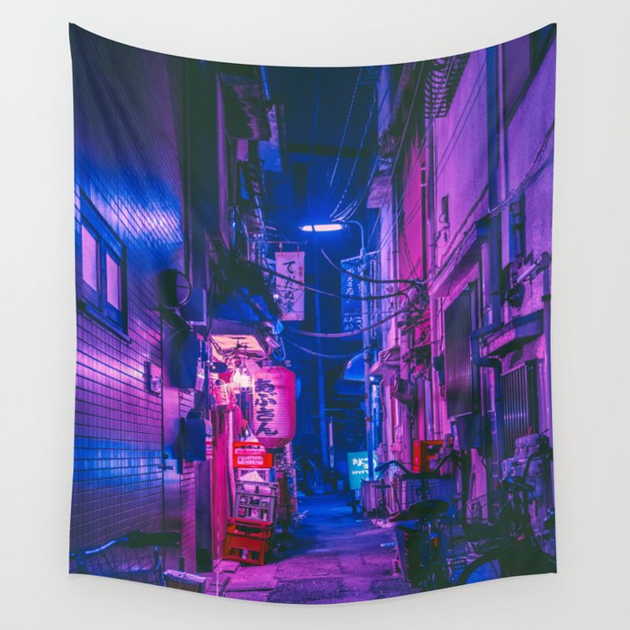 The Neon Alleyway Ghost Wall Tapestry