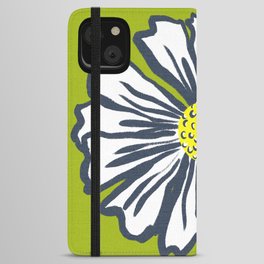 Mid-Century Modern Spring Daisy Flower Green iPhone Wallet Case