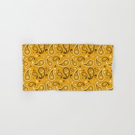 Black and White Paisley Pattern on Mustard Background Hand & Bath Towel