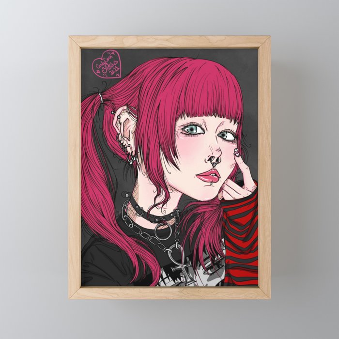 Cute Pink and Punk Framed Mini Art Print