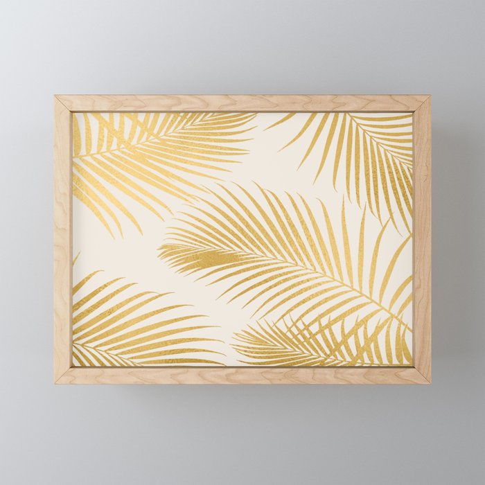 Metallic Gold Tropical Palm Fronds Framed Mini Art Print