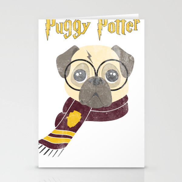 Puggy Magic Wizard Pug Life Funny Pug T Shirt Stationery Cards By