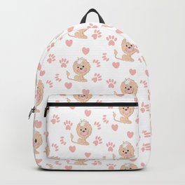 Cute Lion Cub with Paw Prints and Hearts Backpack | Theking, Cutelion, Mane, Tigerking, Pawprints, Hearts, Fluffymane, Cute, Lion, Junglecat 