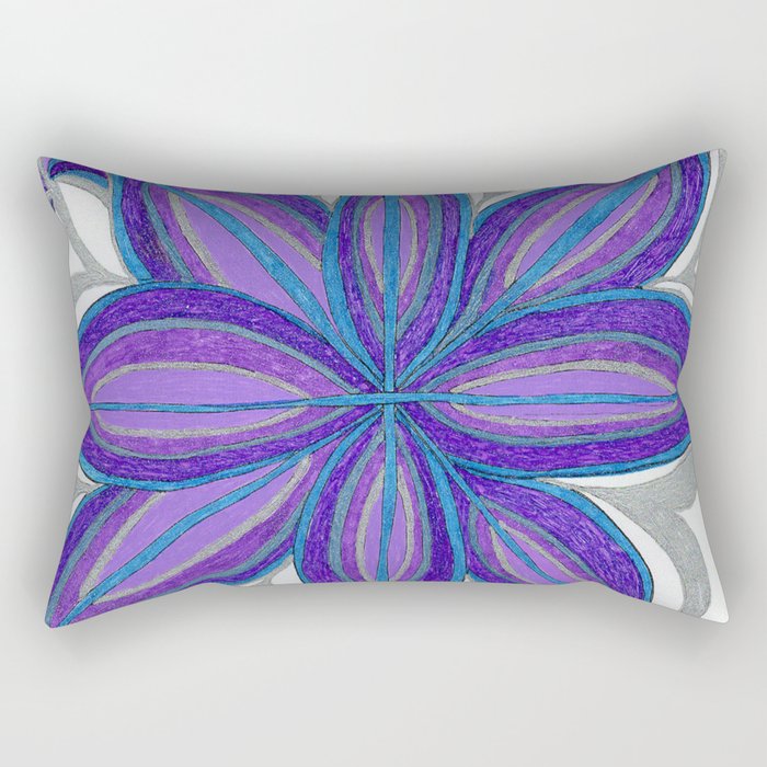Bloom in Aqua & Purple Rectangular Pillow