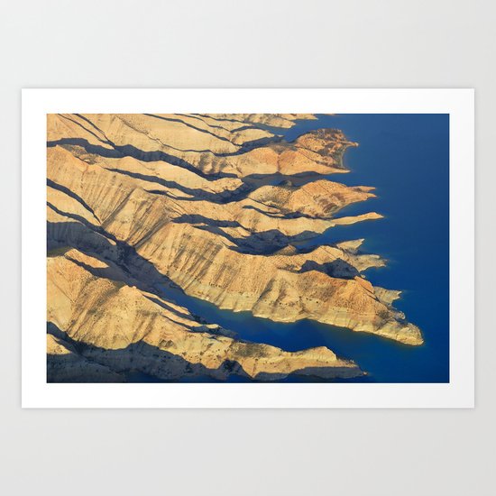 Bad lands at the lake Art Print