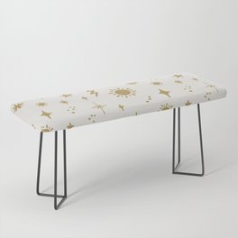 White and Gold Celestial Sky Sun Pattern Bench