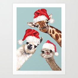 Christmas Animals Gang Art Print