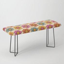70s Retro Floral Pattern 06 Bench