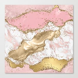 Pink Gold Glitter Agate Pretty Glam Canvas Print