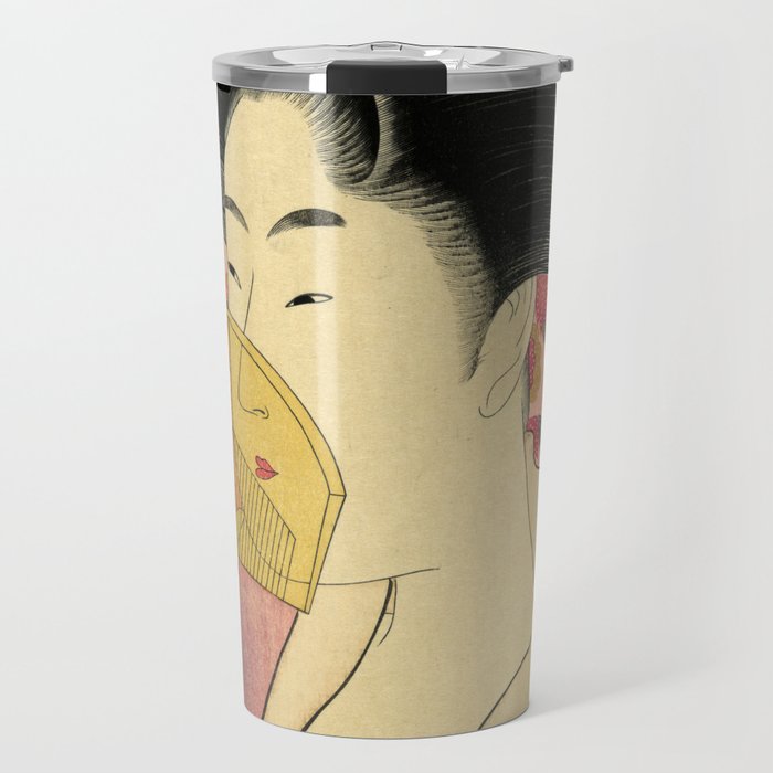 Japanese Art Print - Japanese Woman - Kushi Utamaro Travel Mug