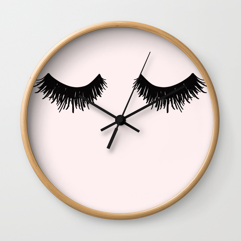 Eyelashes On Pink Lashes Art Wall Clock By Sweetwaterdecor Society6