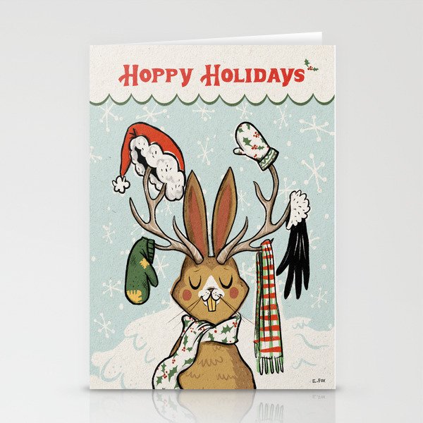 Hoppy Holidays Jackalope Stationery Cards