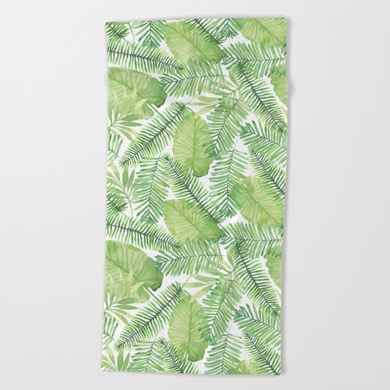Tropical Branches Pattern 02 Beach Towel