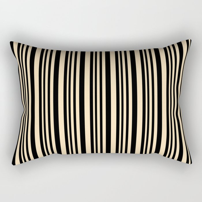 Black & Beige Colored Pattern of Stripes Rectangular Pillow