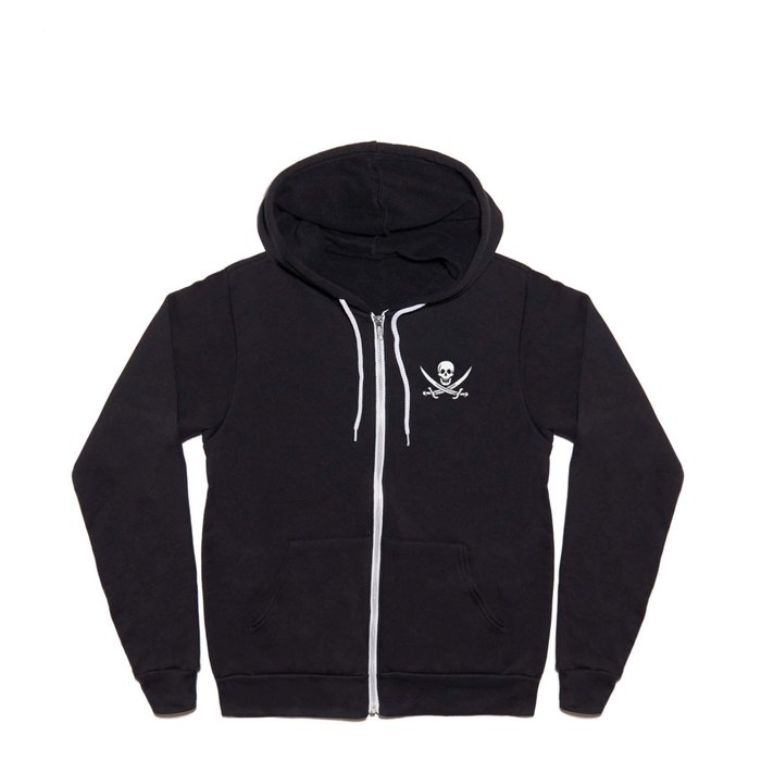 Classic Pirate skull with two swords Full Zip Hoodie