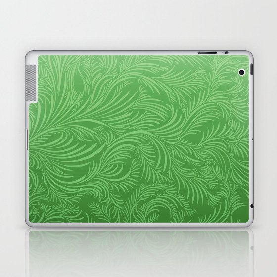 GREEN DAMASK LEAF BACKROUND. Laptop & iPad Skin