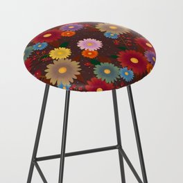 Fall flowers pattern - brown background  Bar Stool