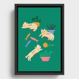 Cats and plants Framed Canvas