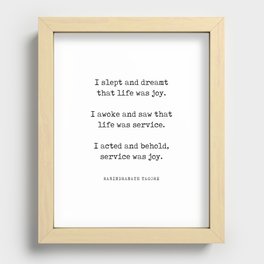 Life is service, service is joy - Rabindranath Tagore Quote - Literature - Typewriter Print Recessed Framed Print