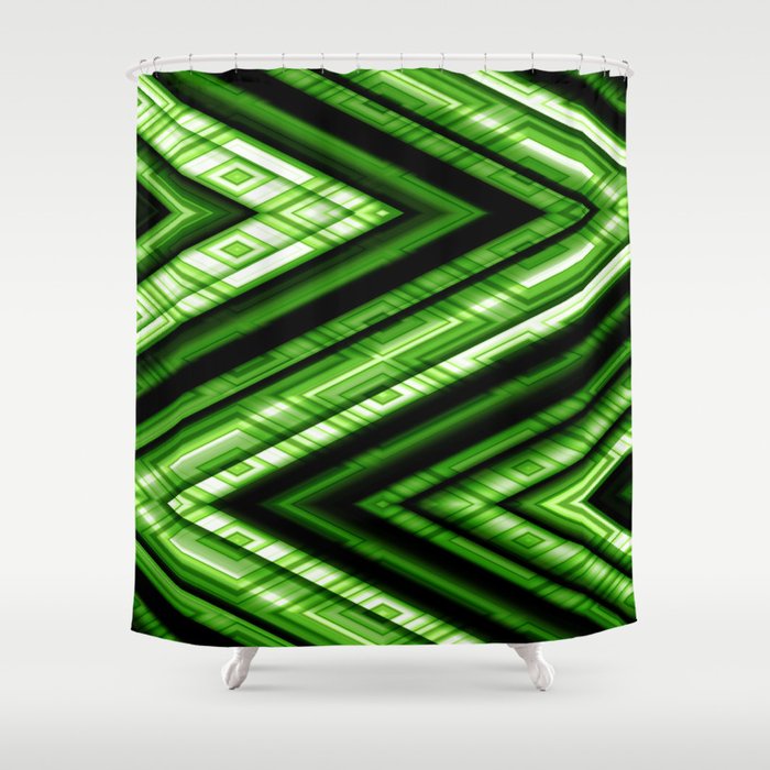 Zig Zag Pattern green Shower Curtain