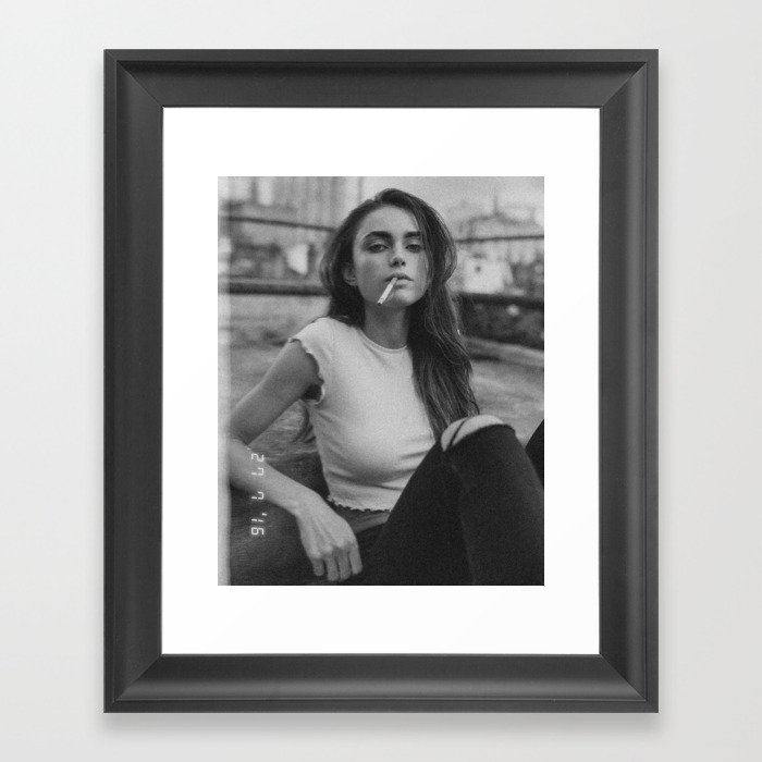 Aesthetic Girl Smoking Framed Art Print