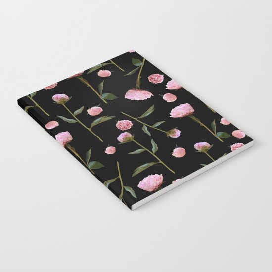 Peonies on Black Notebook