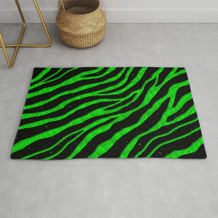 Ripped SpaceTime Stripes - Green Rug