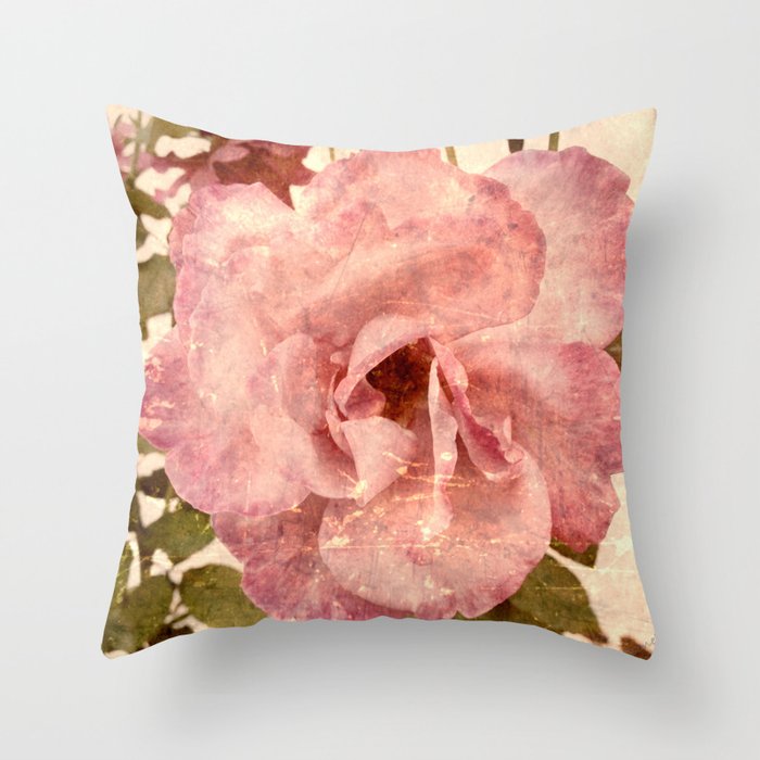 Pink Vintage Rose | Nadia Bonello Throw Pillow