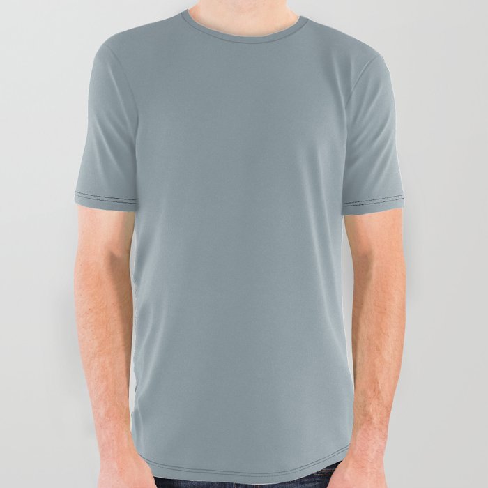 Teal-Gray Wave All Over Graphic Tee