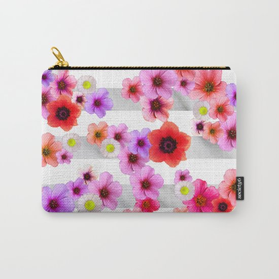 Flowers and Stripes 4 Carry-All Pouch