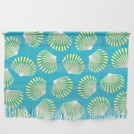 Blue and Lime Green Sea Scallop Shell Pattern Wall Hanging